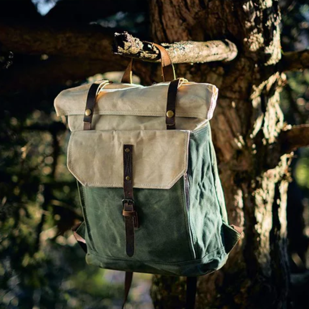 VELIN – Women's Canvas Roll-Top Backpack with Leather Details