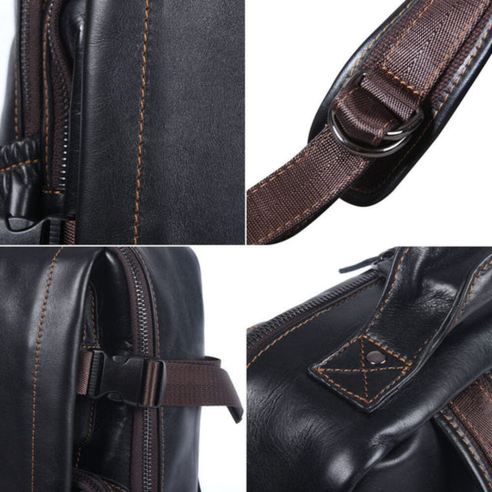 Men's Black Leather Backpack | Maximilian