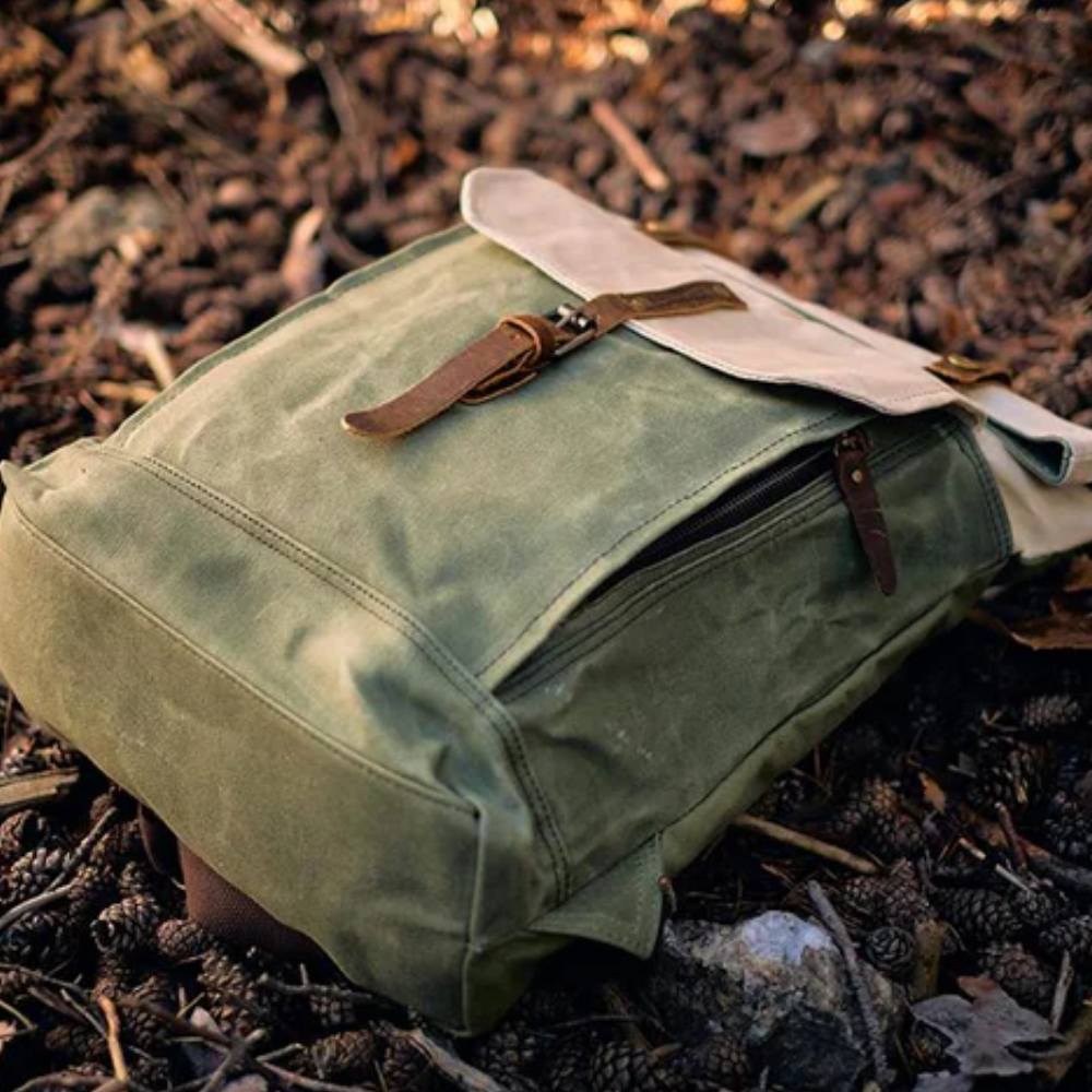 VELIN – Women's Canvas Roll-Top Backpack with Leather Details