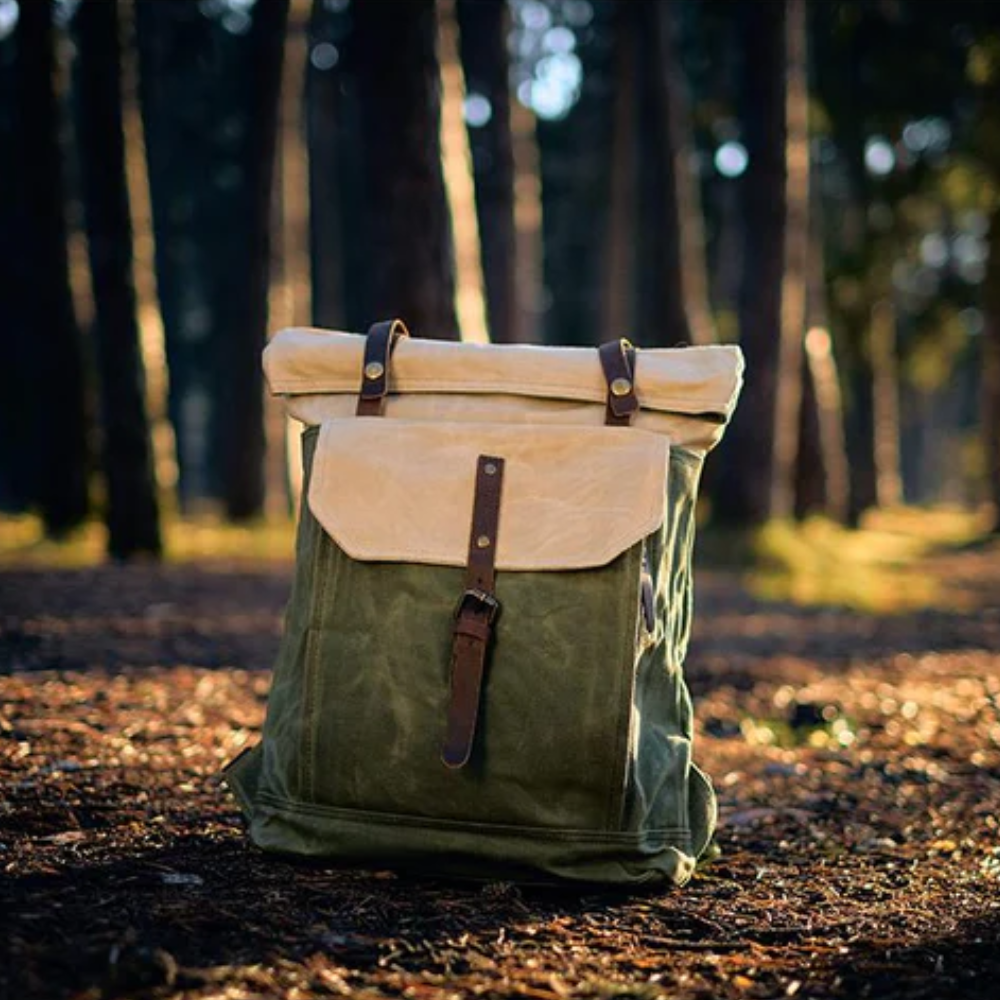 VELIN – Women's Canvas Roll-Top Backpack with Leather Details