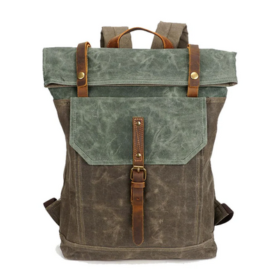 VELIN – Women's Canvas Roll-Top Backpack with Leather Details