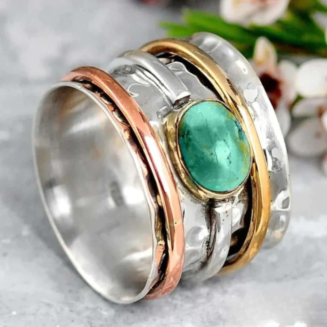 Vintage gold and silver turquoise ring