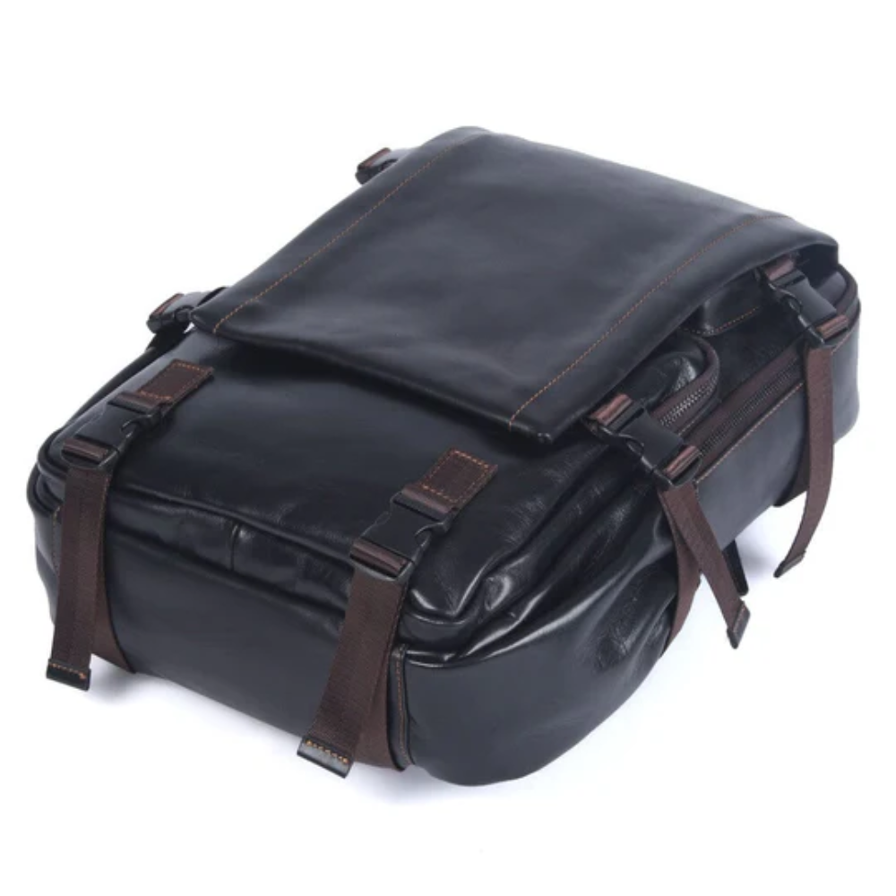 Men's Black Leather Backpack | Maximilian