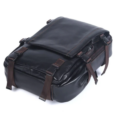 Men's Black Leather Backpack | Maximilian