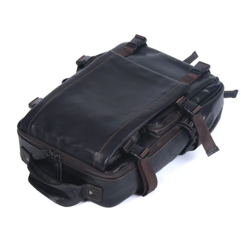 Men's Black Leather Backpack | Maximilian