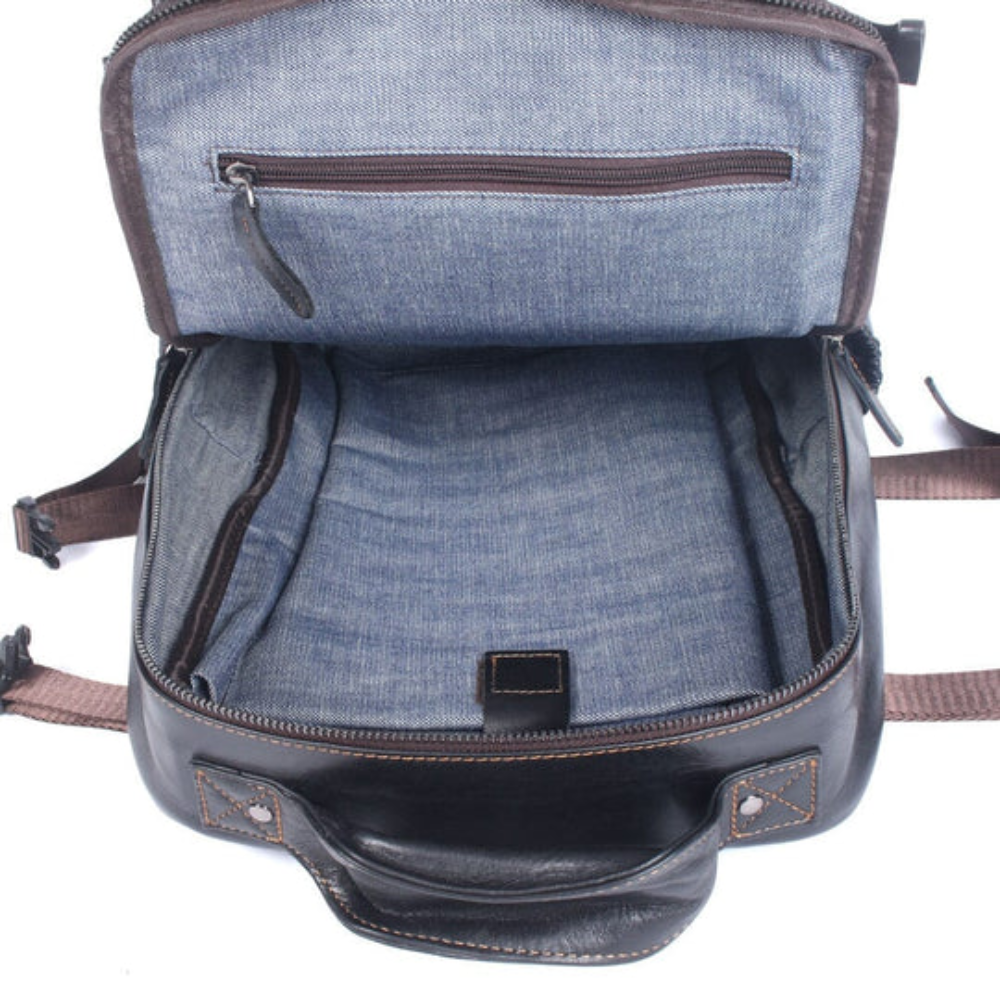 Men's Black Leather Backpack | Maximilian