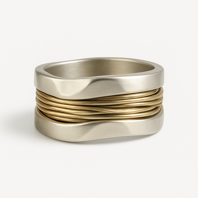Silver and gold wire ring