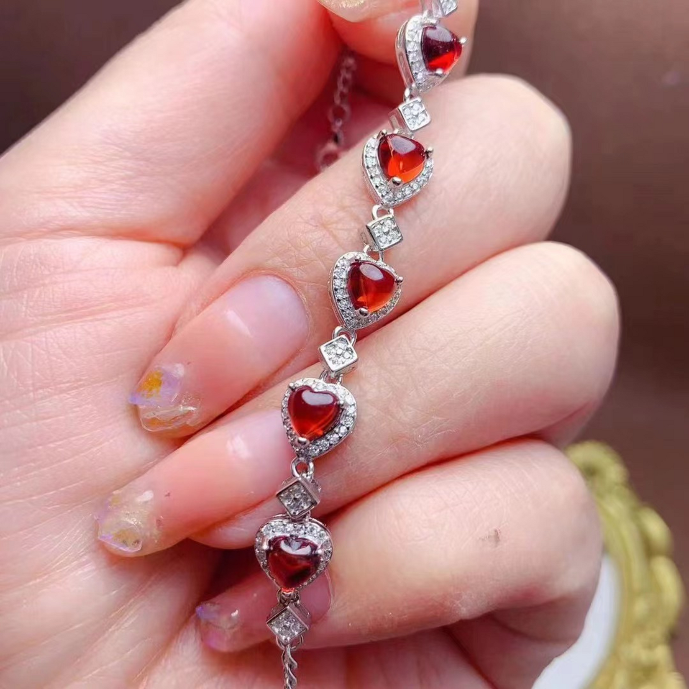 天然石榴石友誼魅力手鍊