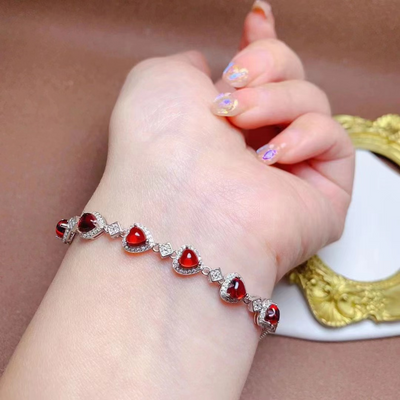 天然石榴石友誼魅力手鍊