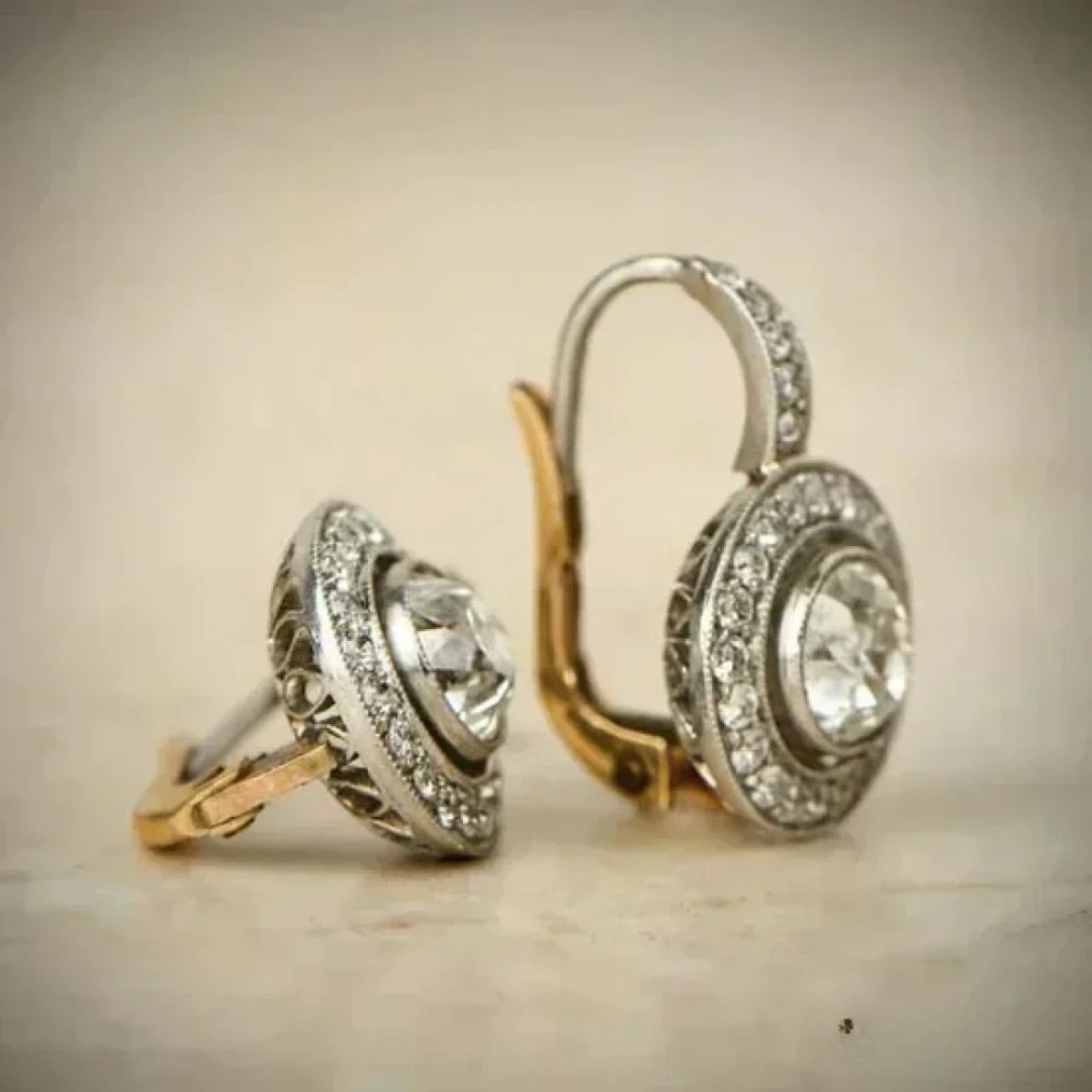 Antique silver earrings with cubic zirconia