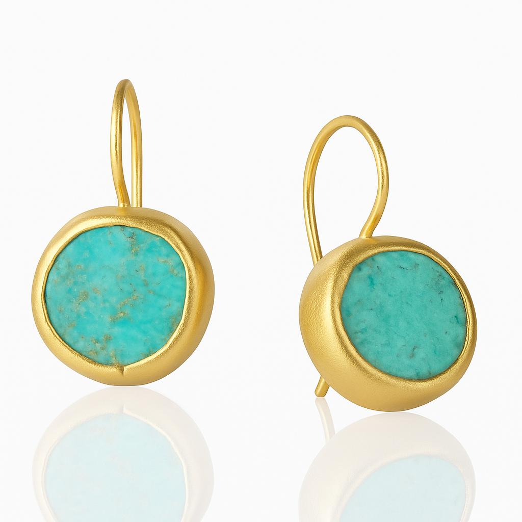 Gold Earrings with Turquoise Gemstones