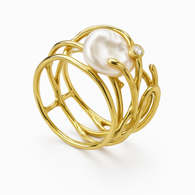 A combination of antique exquisite gold ring and pearls