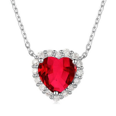 Rose gold ruby ​​heart pendant necklace