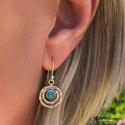 Bohemian Saturn earrings with turquoise in silver and gold